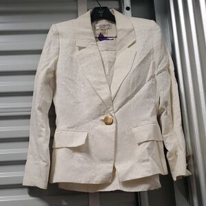 YSL Women's White Skirt and Blazer Set